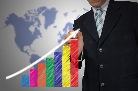 Hand of Business Man write growth graphの写真素材