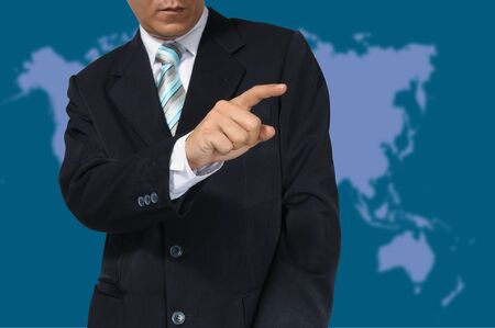 Hand of Business Man touch Transparent PC interface の写真素材