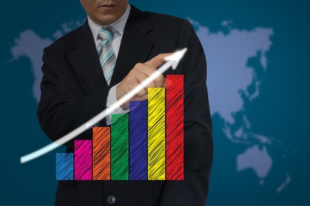 Hand of Business Man write growth graphの写真素材