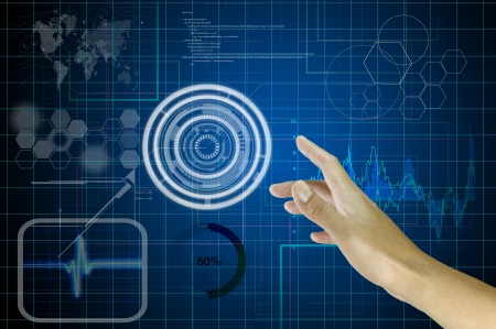 Hand of Business man working with virtual digital interface or environmentの写真素材
