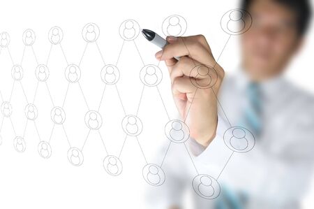 Business Man draw networkの写真素材
