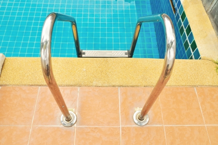 Swimming pool ladder in Bangkok, Thailandの写真素材