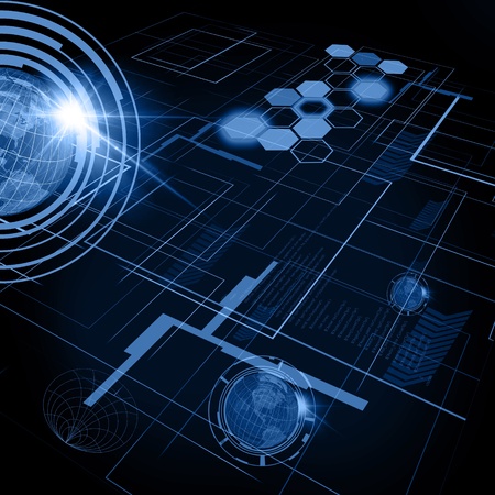 Background of Technology with earth globeの写真素材