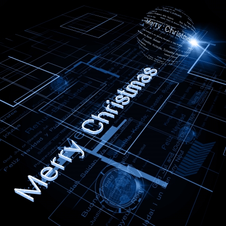 Christmas Greeting on Background of Technology with earth globe. の写真素材