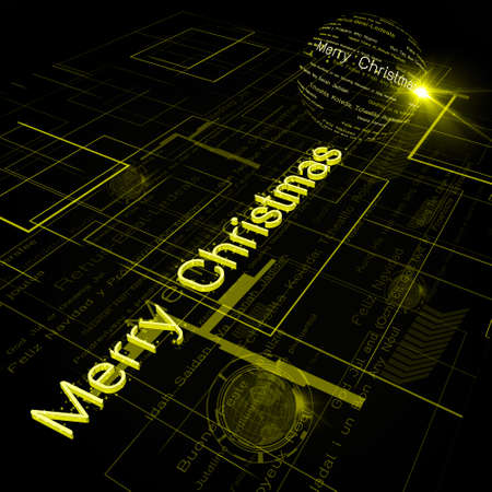 Christmas Greeting on Background of Technology with earth globe. Elements of this image furnished の写真素材