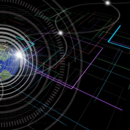Background of Technology with earth globe. Elements of this image furnished の写真素材