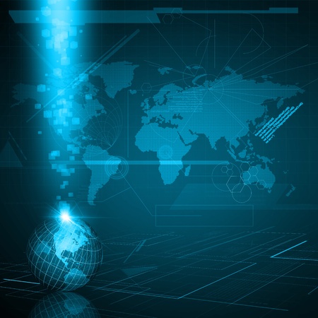 Earth globe in digital environment and Data cubeの写真素材