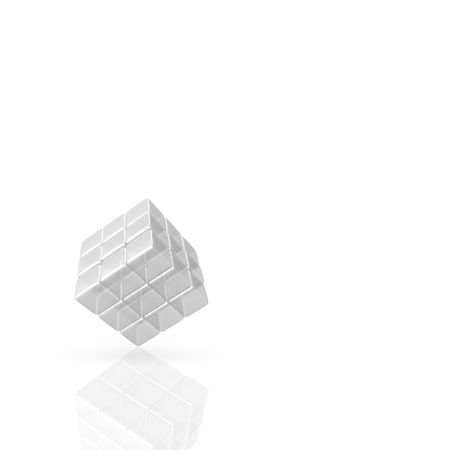 3D Glass Cube on white Backgroundの写真素材