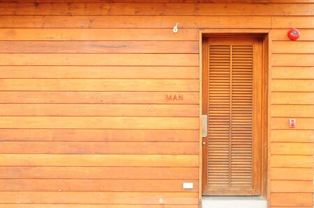 Toilet door made of Woodの写真素材