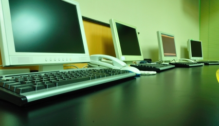 Micro Computer workstation in the office or computer operation roomの写真素材