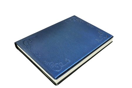 Close-up of Blue Book or Diary on white background の写真素材
