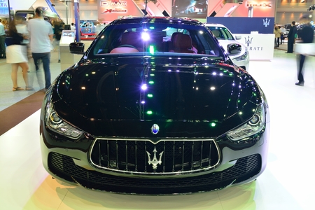NONTHABURI - DECEMBER 1: Maserati Ghibli car display at Thailand International Motor Expo on December 1, 2014 in Nonthaburi, Thailand.のeditorial素材