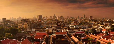 Beautiful panorama cityscape Bangkok skyline in sunset time,Thailandの写真素材