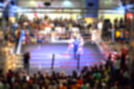 Blurred or defocus image of Thai Boxing Competition in Bangkok, Thailand.の写真素材