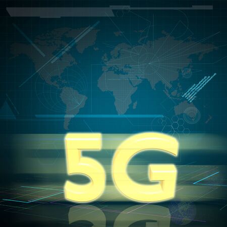 Symbol of Gold 5G speed internet on Digital background as High speed communication concept