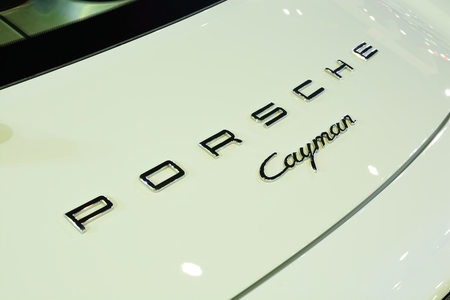 BANGKOK - March 26 : Name of Porsche New Cayman, Sport car, on DisPlay at 36th Bangkok International Motor Show on March 26, 2015 in Bangkok, Thailand.のeditorial素材