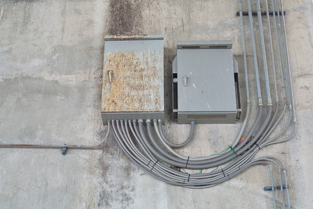 Load Center Cabinet in Electrical System at External Building, Grunge styleの写真素材