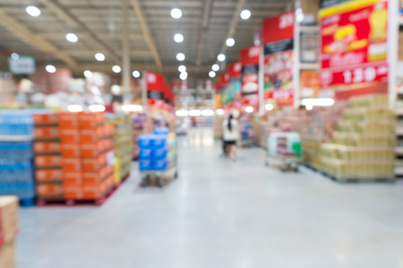 People Shopping in Supermarket or Hypermarket, Abstract Blur or Defocus Backgroundの写真素材