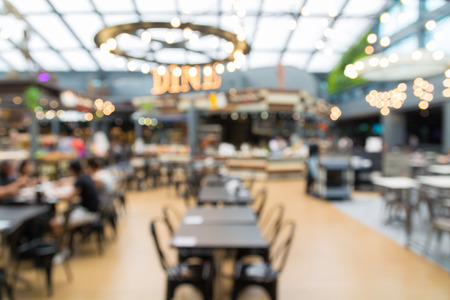 People in Food Center or Food Court or Food Park, Abstract Blur Defocus Backgroundの写真素材