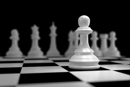 Close up of 3d render White Chess on Chessboard as Strategy Sport Game Concept.の写真素材