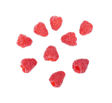 raspberry fruit top view isolated on white background