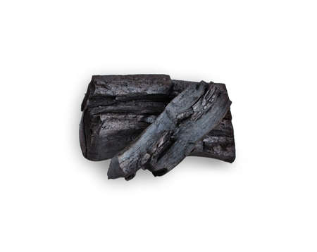 Black charcoal on white backgroundの写真素材