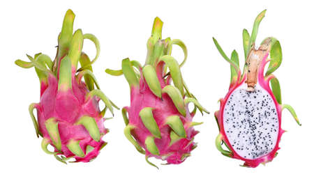 Dragon fruit isolated on white backgroundの写真素材