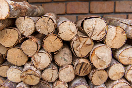 Firewood for the winter, stacks of firewoodの写真素材