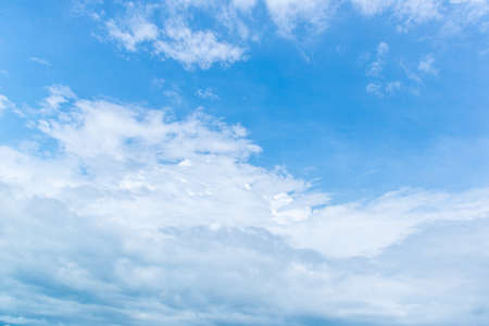 Blue sky background with white cloudy on summerの写真素材
