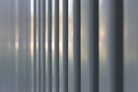 Surface of trapezoidal metal sheet with boltsの写真素材