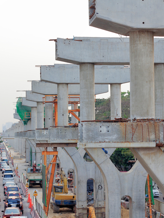 Sky train under construction