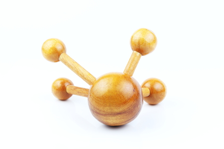 Reflexology Traditional Thai Massage tool, A wooden foot massage on a white background, isolate, wooden foot massage is a folk wisdom that Thai people. Popular Thai massage.の写真素材