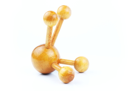 Reflexology Traditional Thai Massage tool, A wooden foot massage on a white background, isolate, wooden foot massage is a folk wisdom that Thai people. Popular Thai massage.の写真素材