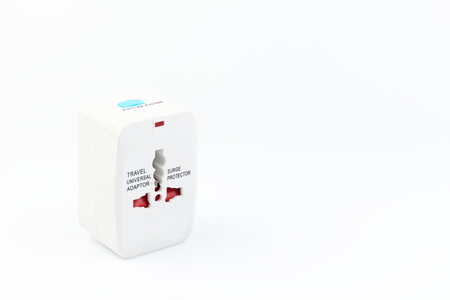 Universal travel adapter plug. isolated on white background. For travelers to many countries. Need a...