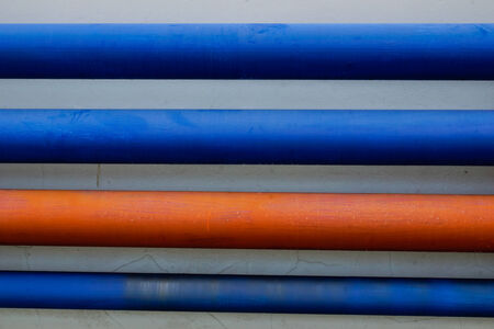 Blue and red water tubes.の写真素材