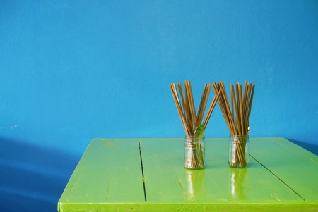 Chopsticks on the tableの写真素材