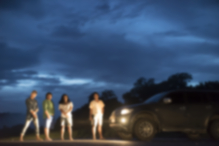Blurred travel backgrounds with car on my road lifestyle.の写真素材