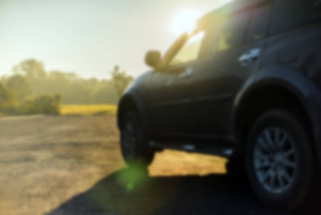 Blurred travel backgrounds with car on my road lifestyle.の写真素材