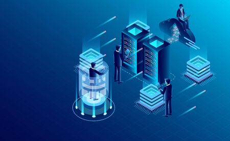 Datacenter server room cloud storage technology and big data processing Protecting data security...