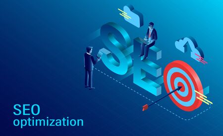 Seo Optimization concept. modern flat design isometric. new innovative ideas. vector illustrationのイラスト素材