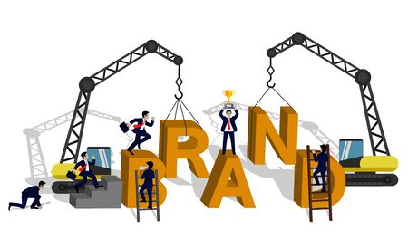 Brand Concept. Competitors who compete in product branding to succeed  And is acceptable in the market world.のイラスト素材