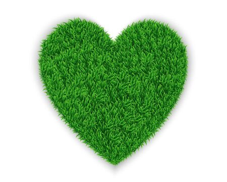 symbol Heart shape letter Green grass. I love you. Valentine's Day greeting card with calligraphy. Men and women stand together. Isolated from white background Vector illustrationsのイラスト素材