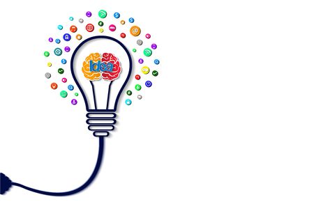 creative idea concept. light bulb gear icon. Bright idea. business finance. Vector illustrationのイラスト素材