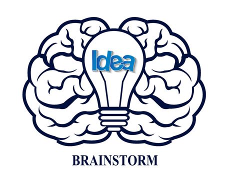 Creative brainstorm idea. brain and lightbulb icon. concept business. spark success inspiration. vector illustrationのイラスト素材