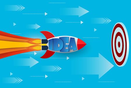 space shuttle go to goal to achieve success. creative idea. leadership. advantage. Business Success concept. Vector Illustrationのイラスト素材