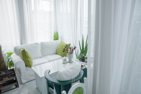 White room with sofa. interior designの写真素材