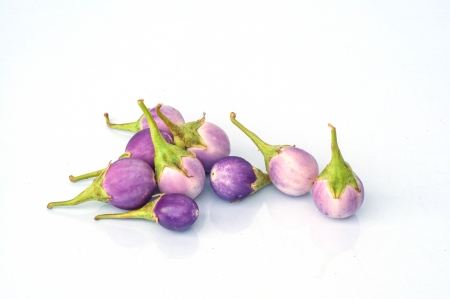 Violet eggplant on white backgroundの写真素材