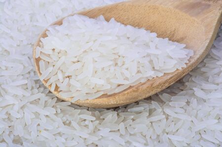Long white rice ready for cookingの写真素材