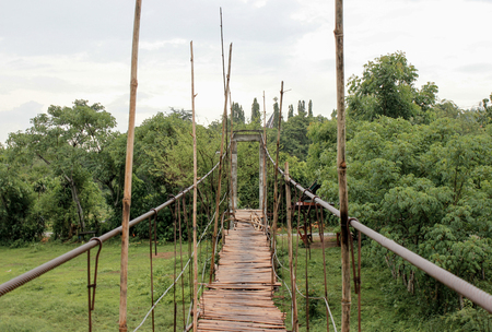 Bamboo bridge ,Rope slingの写真素材