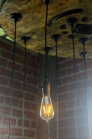 Warm white light bulbの写真素材